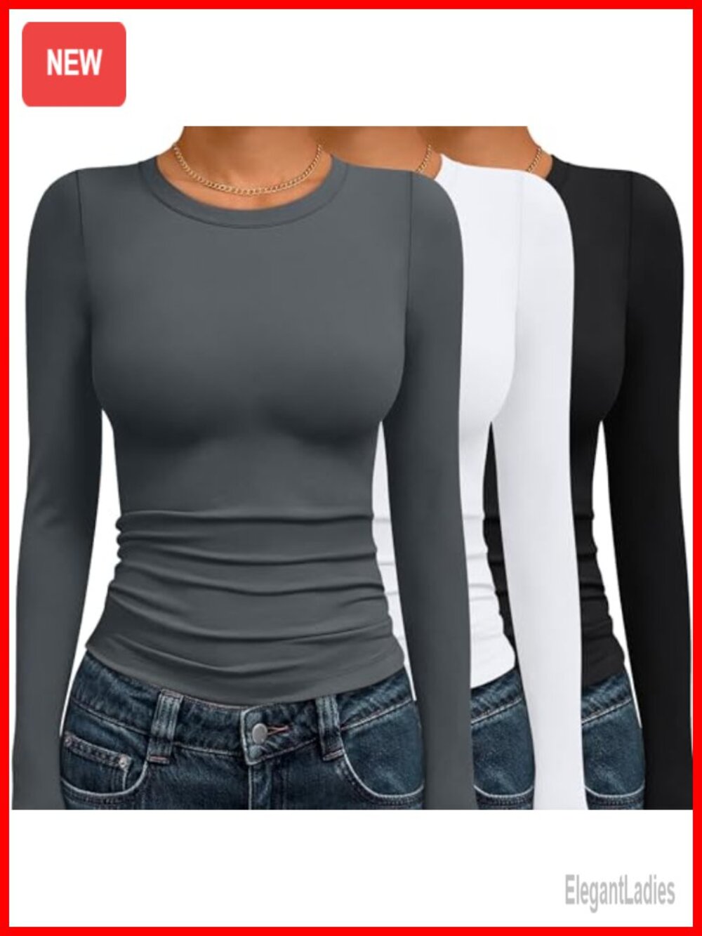 Women's Long Sleeve Compression Underscrub Crew Neck Fitted Basic Tops